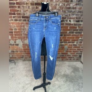 Express Ankle Mid-Rise Denim Leggings- 0